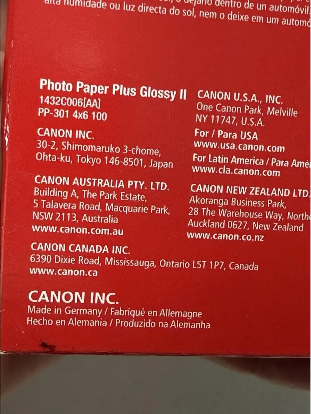 NEW! Canon PP-301 5* Photo Paper Plus HIGH Glossy II - 4